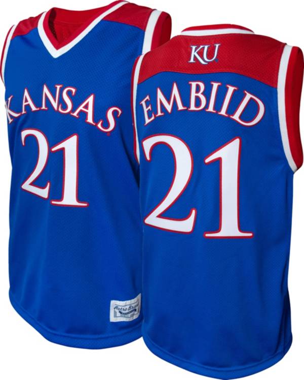 Retro Brand Men's Original Kansas Jayhawks Joel Embiid Replica Basketball Jersey - Royal - L Each