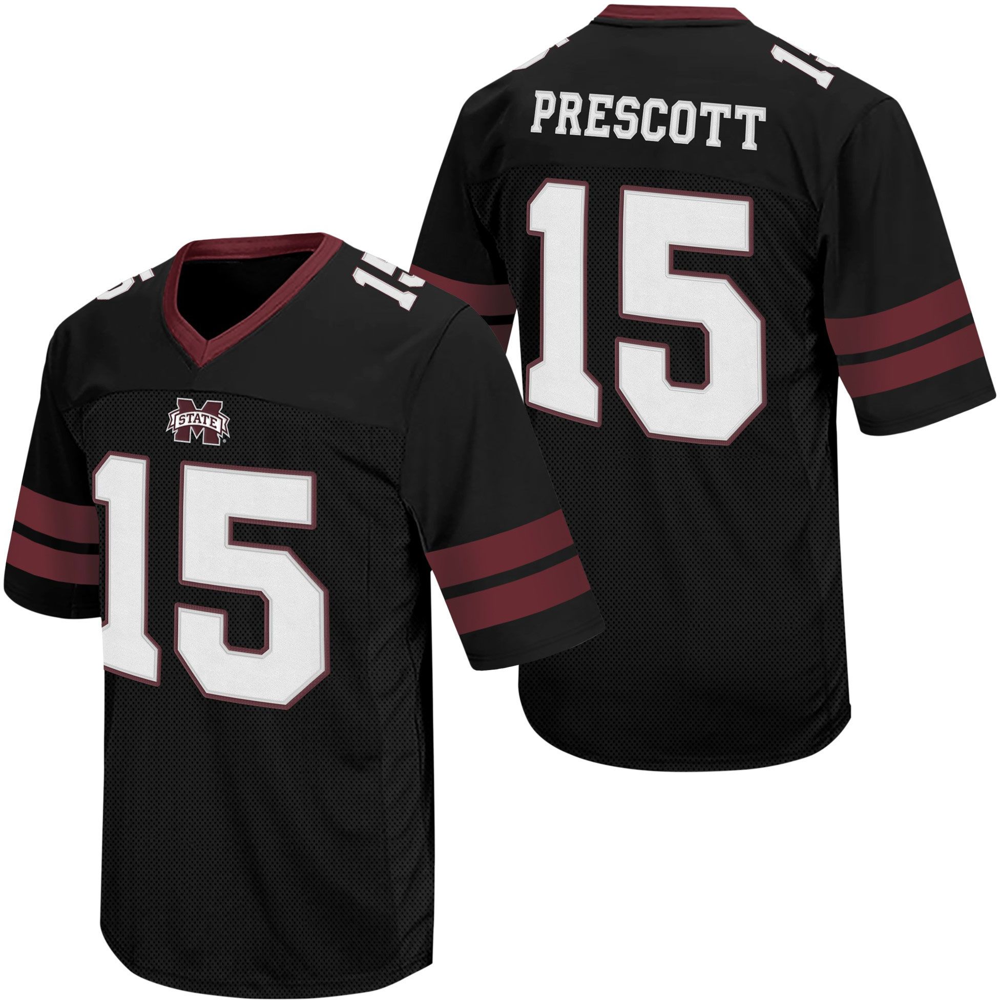 Retro Brand Men's Mississippi State Bulldogs Dak Prescott #15 Black Replica Football Jersey product image