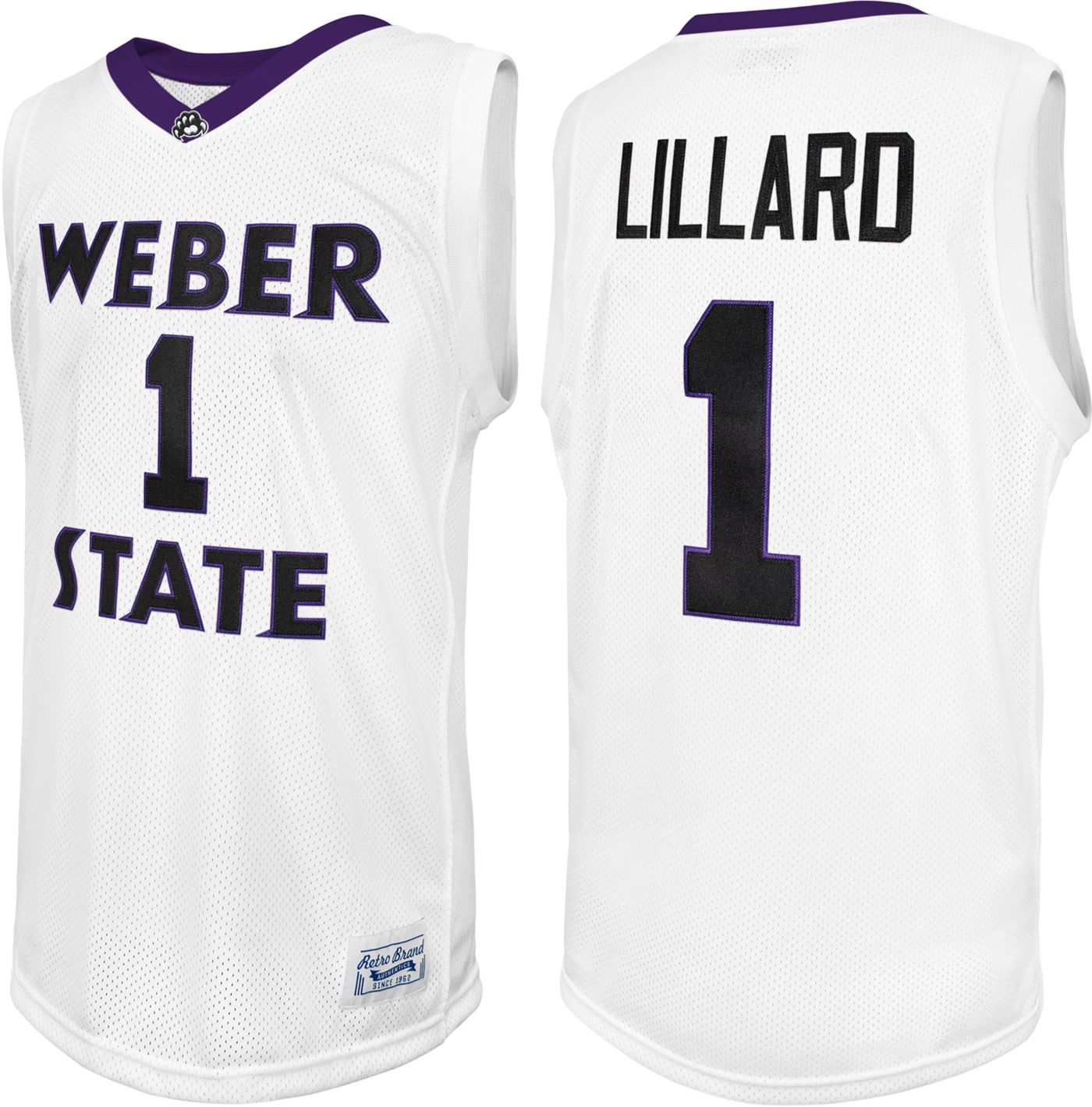 Original Retro Brand Men s Weber State Wildcats White Damian Lillard Replica Basketball Jersey Dick s Sporting Goods