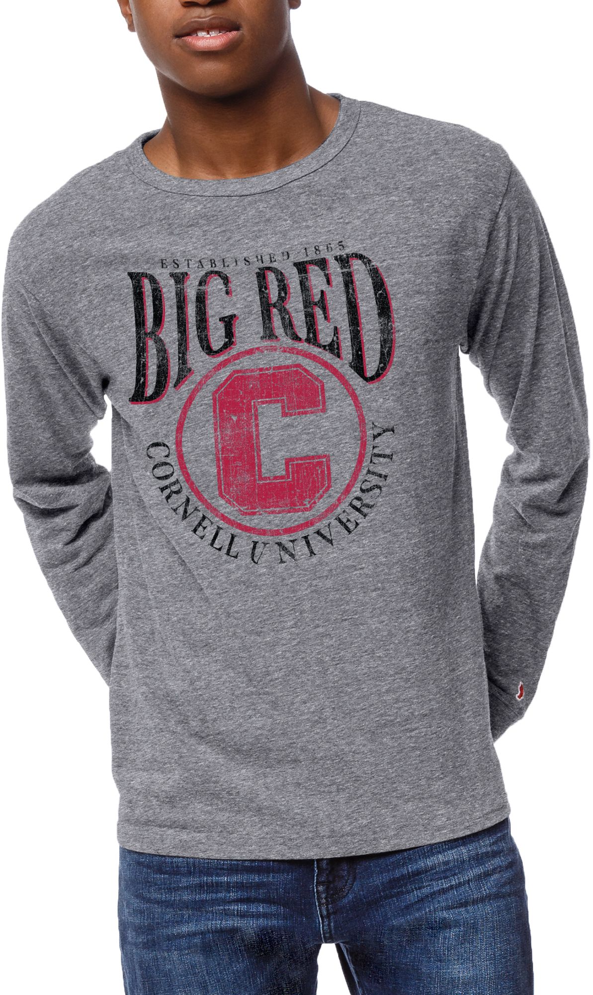 League-Legacy Men's Cornell Big Red Grey Victory Falls Long Sleeve T-Shirt
