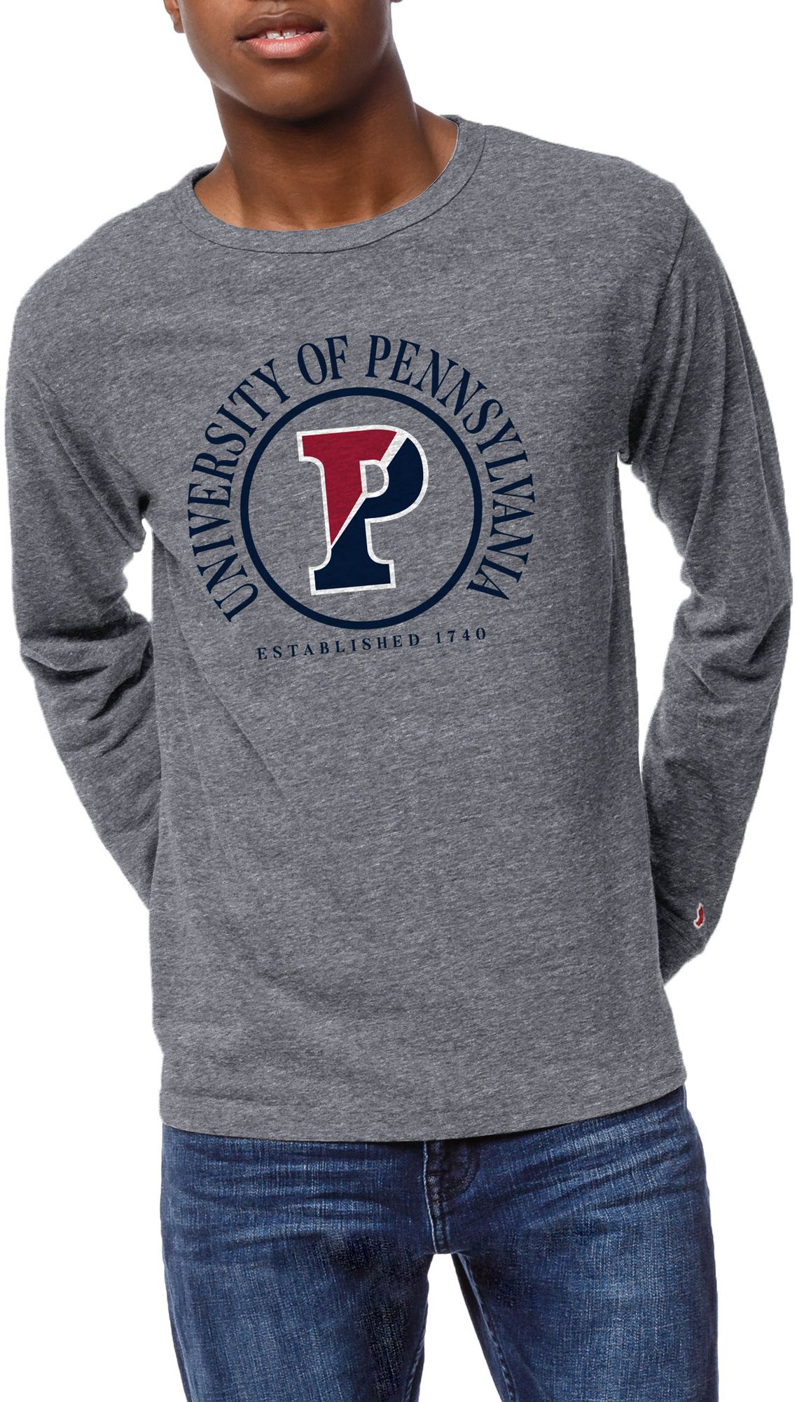 League-Legacy Men's University of Pennsylvania Quakers Grey Victory Falls Long Sleeve T-Shirt