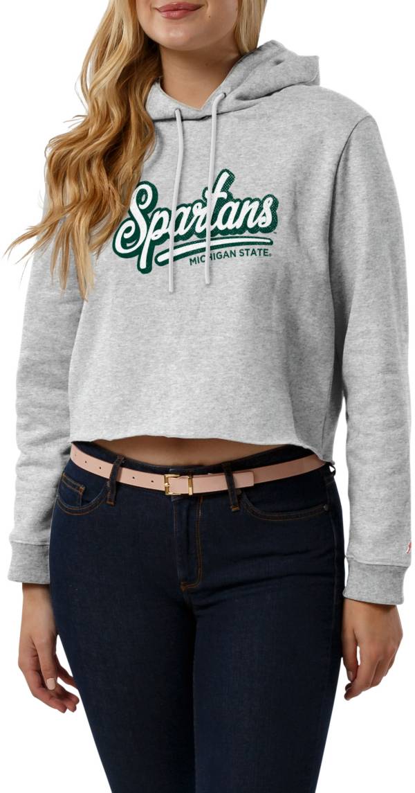 League-Legacy Women's Michigan State Spartans Ash Cropped Hoodie product image
