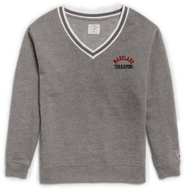 League-Legacy Women's Maryland Terrapins Grey Victory Springs V Crew Neck Sweatshirt product image