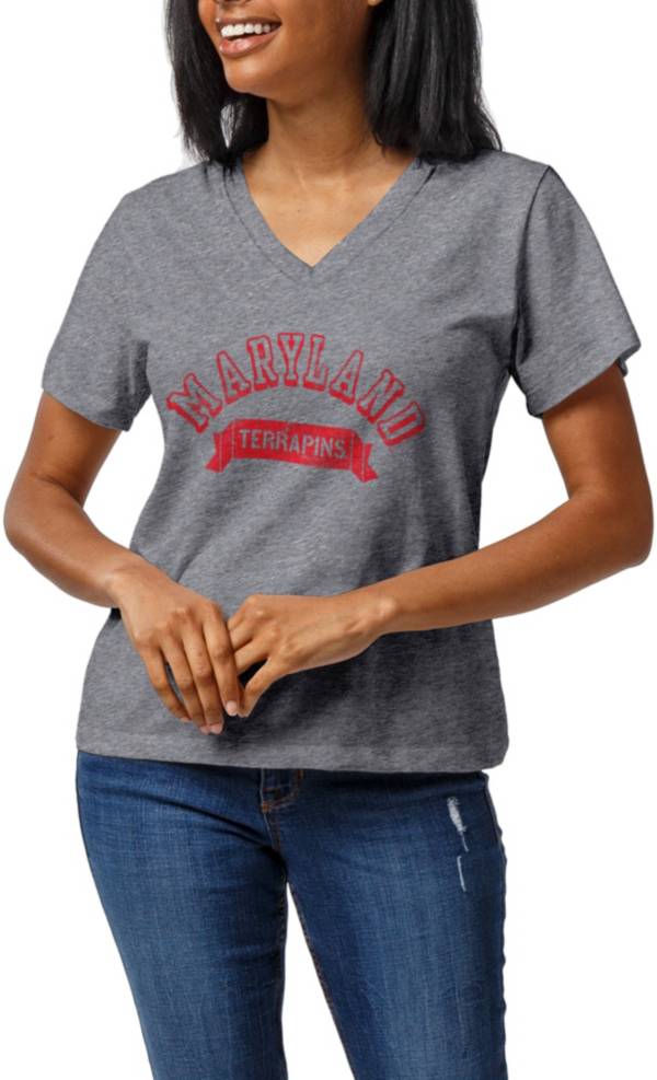 League-Legacy Women's Maryland Terrapins Grey Intramural Boyfriend V-Neck T-Shirt product image