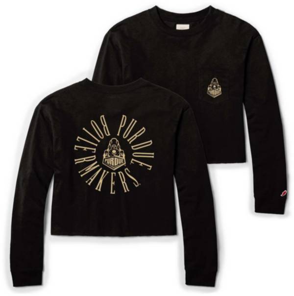 League-Legacy Women's Purdue Boilermakers Black Clothesline Cotton Long Sleeve Midi T-Shirt product image
