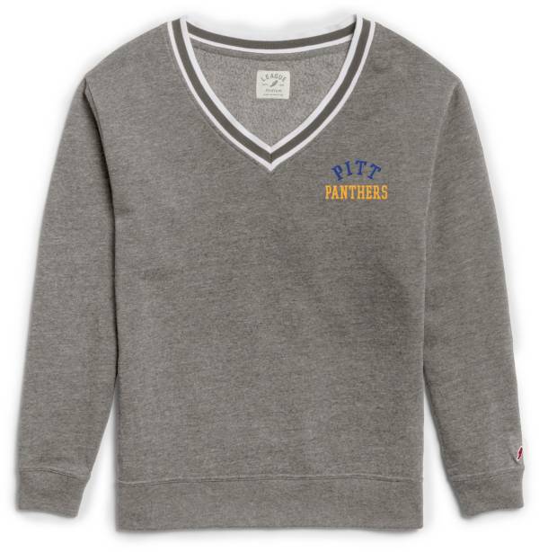 League-Legacy Women's Pitt Panthers Grey Victory Springs V Crew Neck Sweatshirt product image