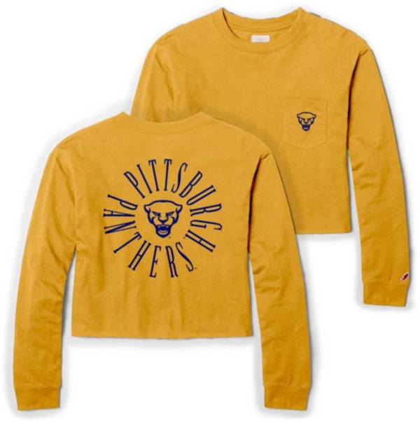 League-Legacy Women's Pitt Panthers Gold Clothesline Cotton Long Sleeve Midi T-Shirt product image
