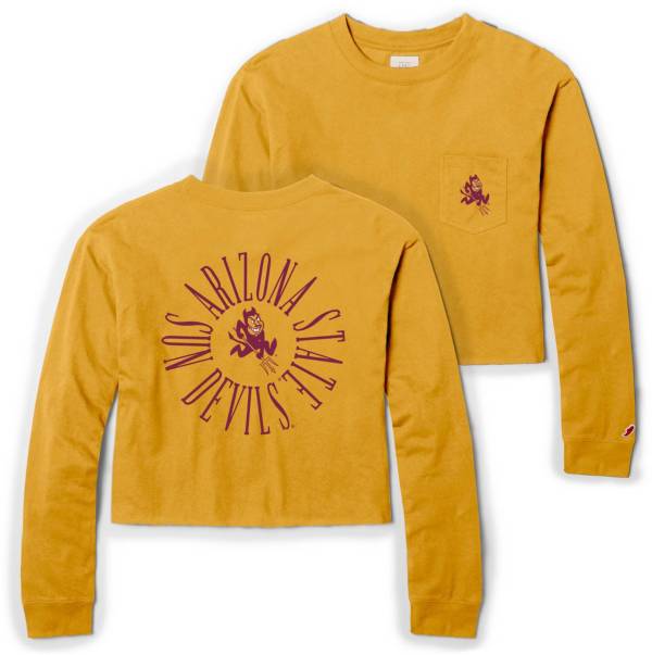 League-Legacy Women's Arizona State Sun Devils Gold Clothesline Cotton Long Sleeve Midi T-Shirt product image