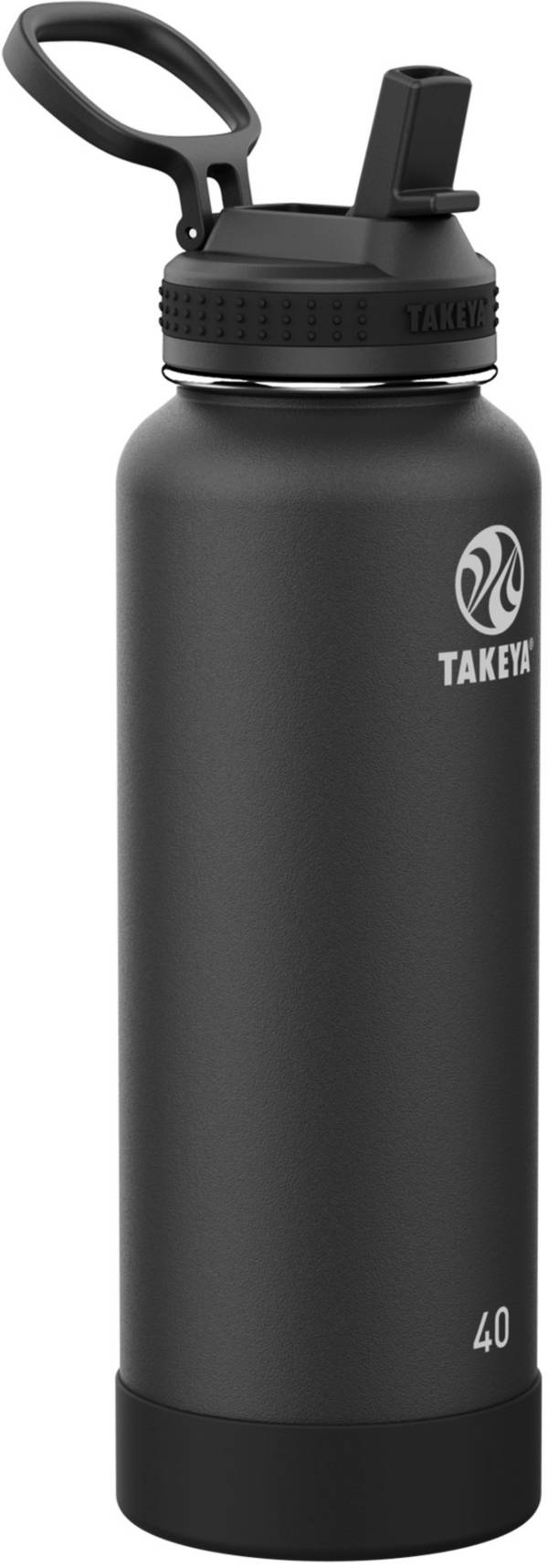 Takeya Pickleball Insulated 32 oz. Water Bottle with Straw Lid, Ace Black