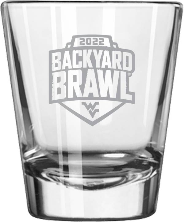Logo Brands West Virginia Mountaineers 2022 Backyard Brawl Football 2oz. Shot Glass product image