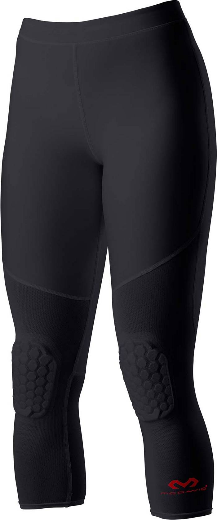 McDavid Women's Hex 2-Pad 3/4 Basketball Tights with Knee Pads, Large, Black