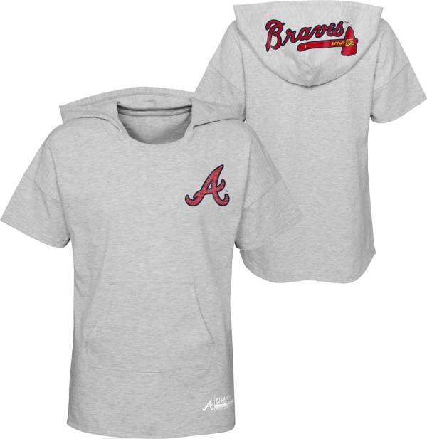 MLB Girls' Atlanta Braves Gray Clubhouse Short Sleeve Hoodie product image