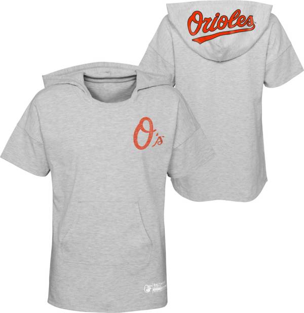 MLB Girls' Baltimore Orioles Gray Clubhouse Short Sleeve Hoodie product image