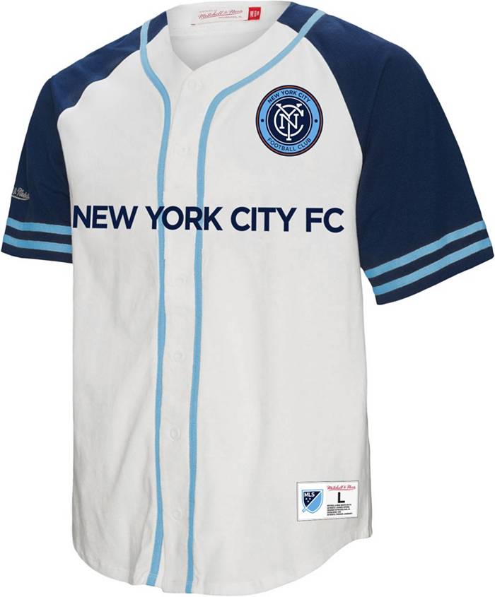 Mitchell & Ness New York City FC White Baseball Jersey, Men's, XXL