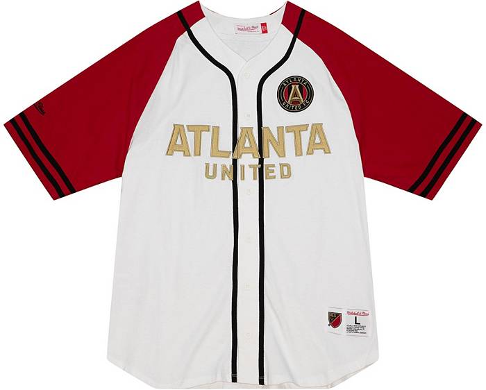 Mitchell & Ness Atlanta United White Baseball Jersey, Men's, XL