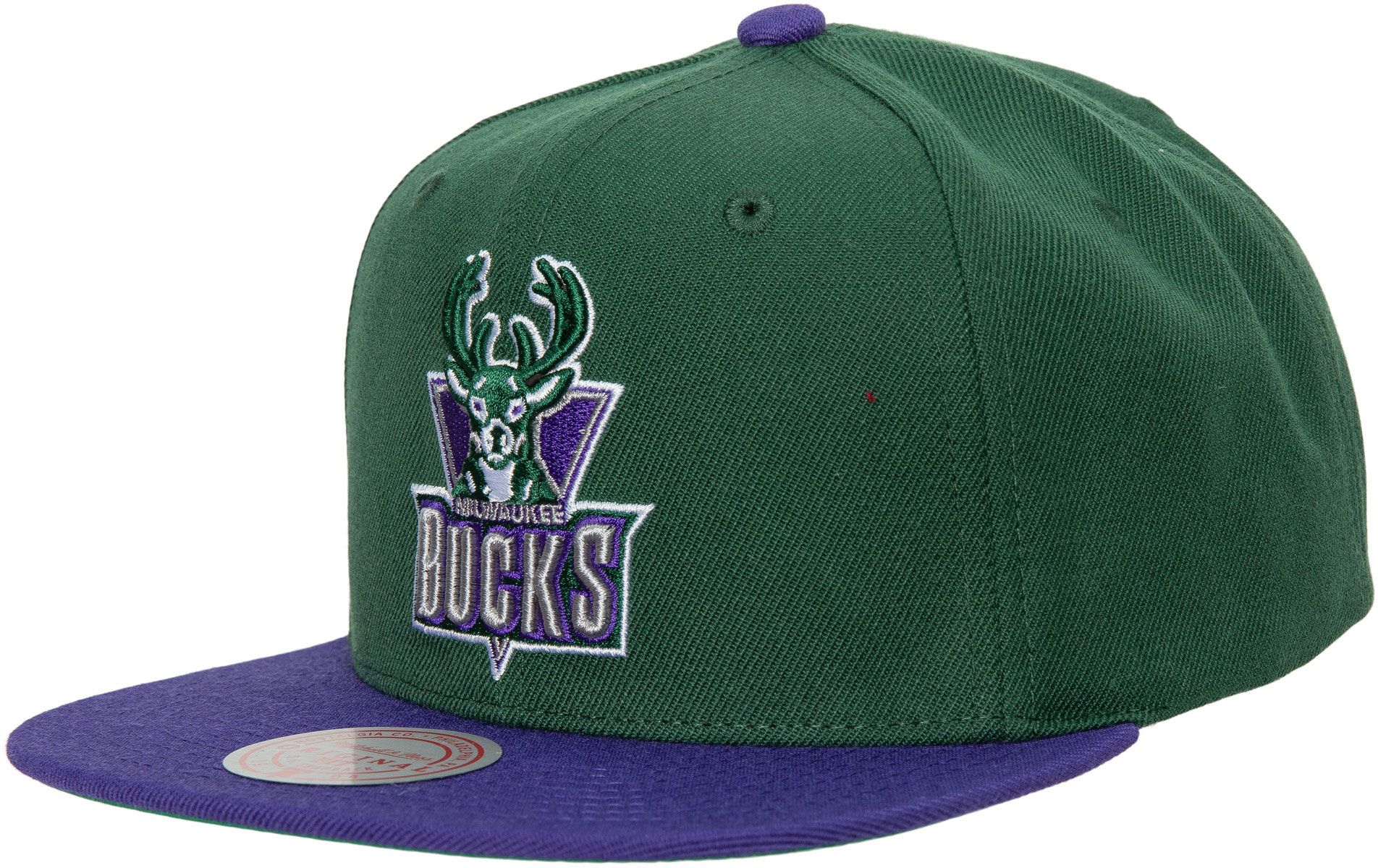 Mitchell & Ness Men's Milwaukee Bucks Two Tone Hardwood Classic Snapback Hat