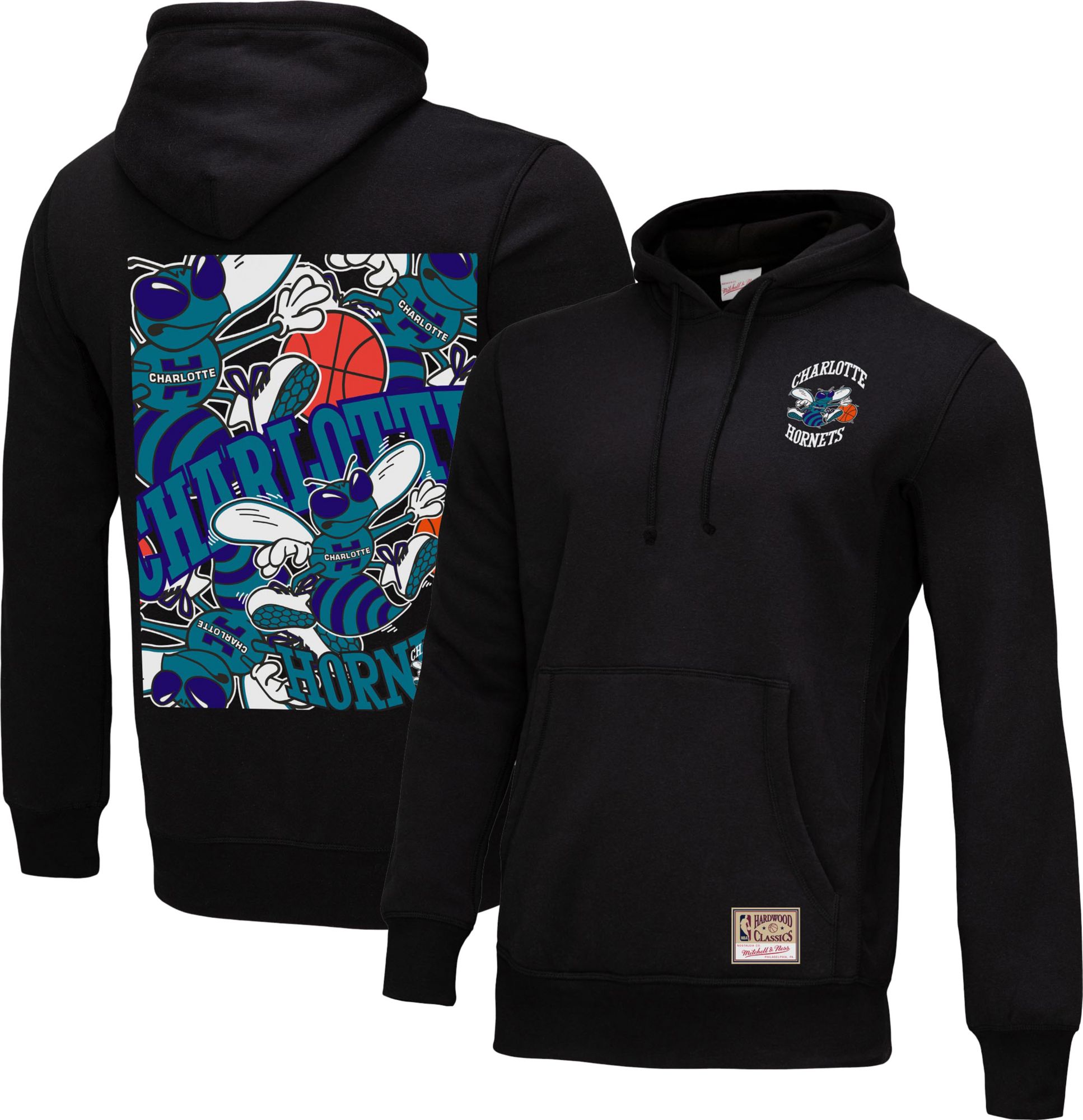 Mitchell & Ness Men's Charlotte Hornets Black Cut Up Hoodie product image