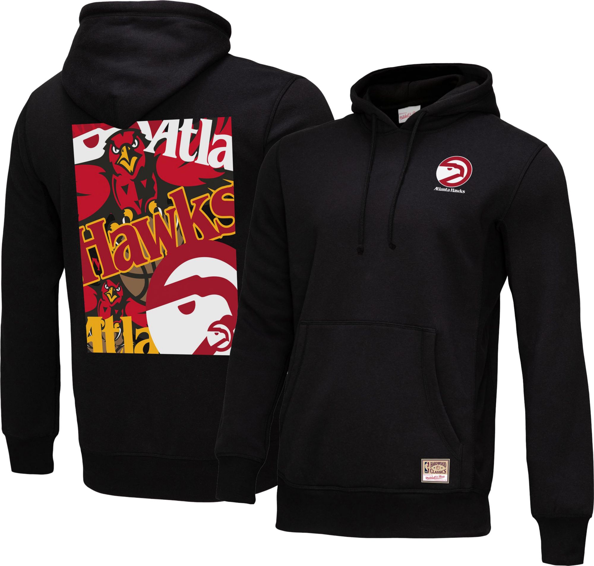 Mitchell & Ness Men's Atlanta Hawks Black Cut Up Hoodie product image