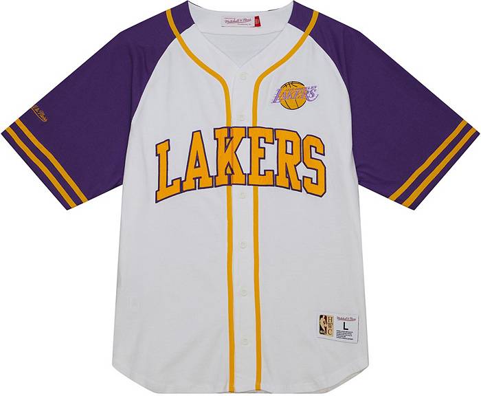 Mitchell and Ness Men's Los Angeles Lakers White Baseball Jersey