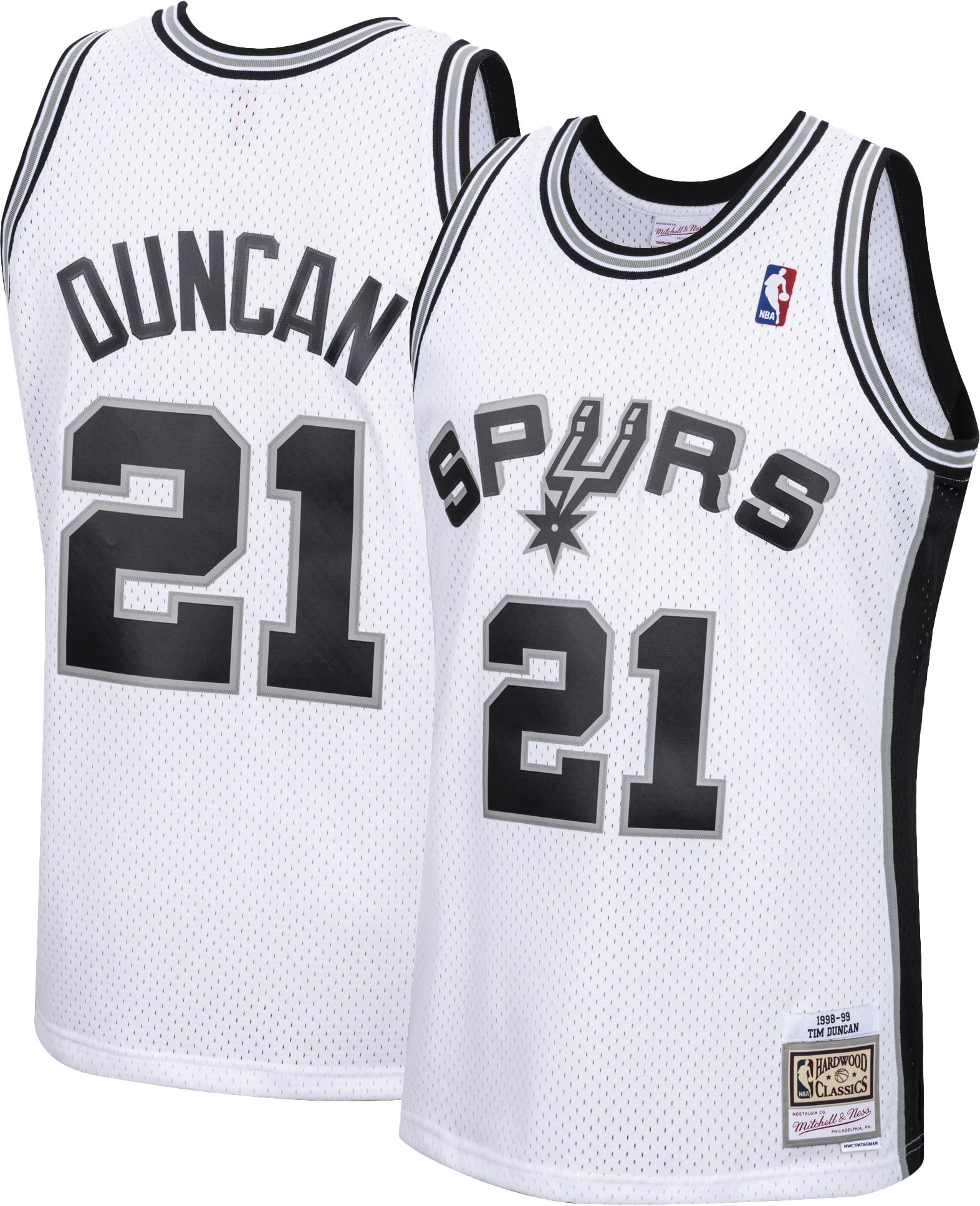 Mitchell & Ness Men's 1998 San Antonio Spurs Tim Duncan #21 White Hardwood Classics Swingman Jersey product image