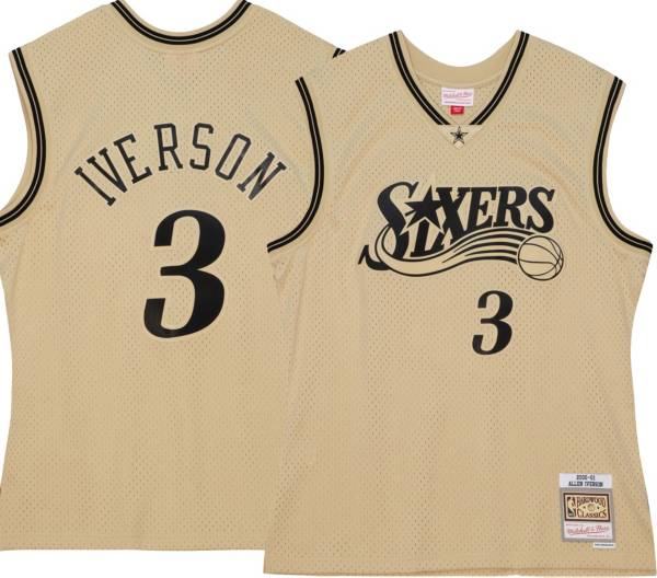 Men's Mitchell & Ness Allen Iverson Gold Philadelphia 76ers Hardwood  Classics Player Snapback Hat