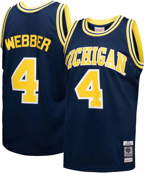 Mitchell & Ness Men's Michigan Wolverines #4 Maize Chris Webber Swingman Home Jersey, Large, Yellow