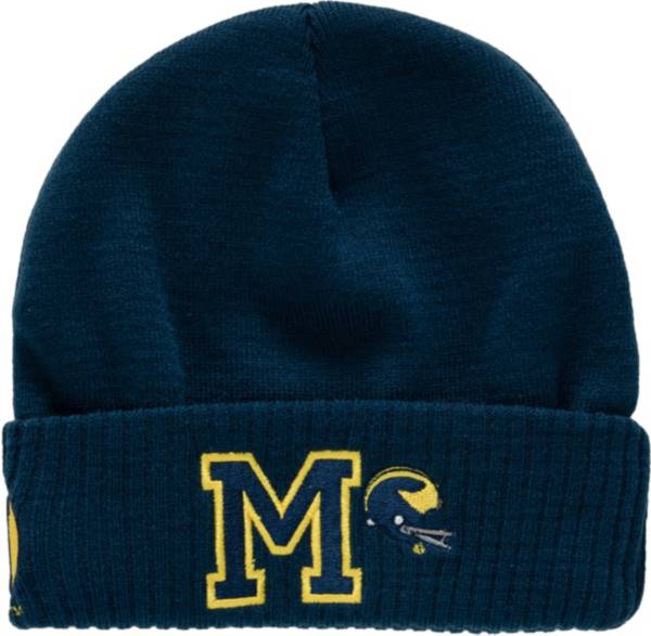 Mitchell & Ness Michigan Wolverines Blue Letterman Cuffed Knit Beanie product image