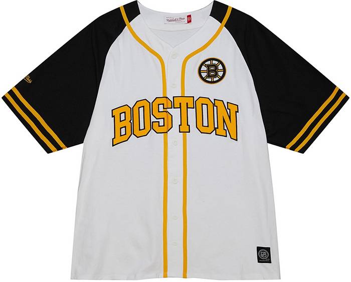 Mitchell & Ness Boston Bruins White Baseball Jersey, Men's, Small