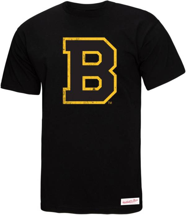 Mitchell & Ness Boston Bruins Distressed Logo Black T-Shirt product image