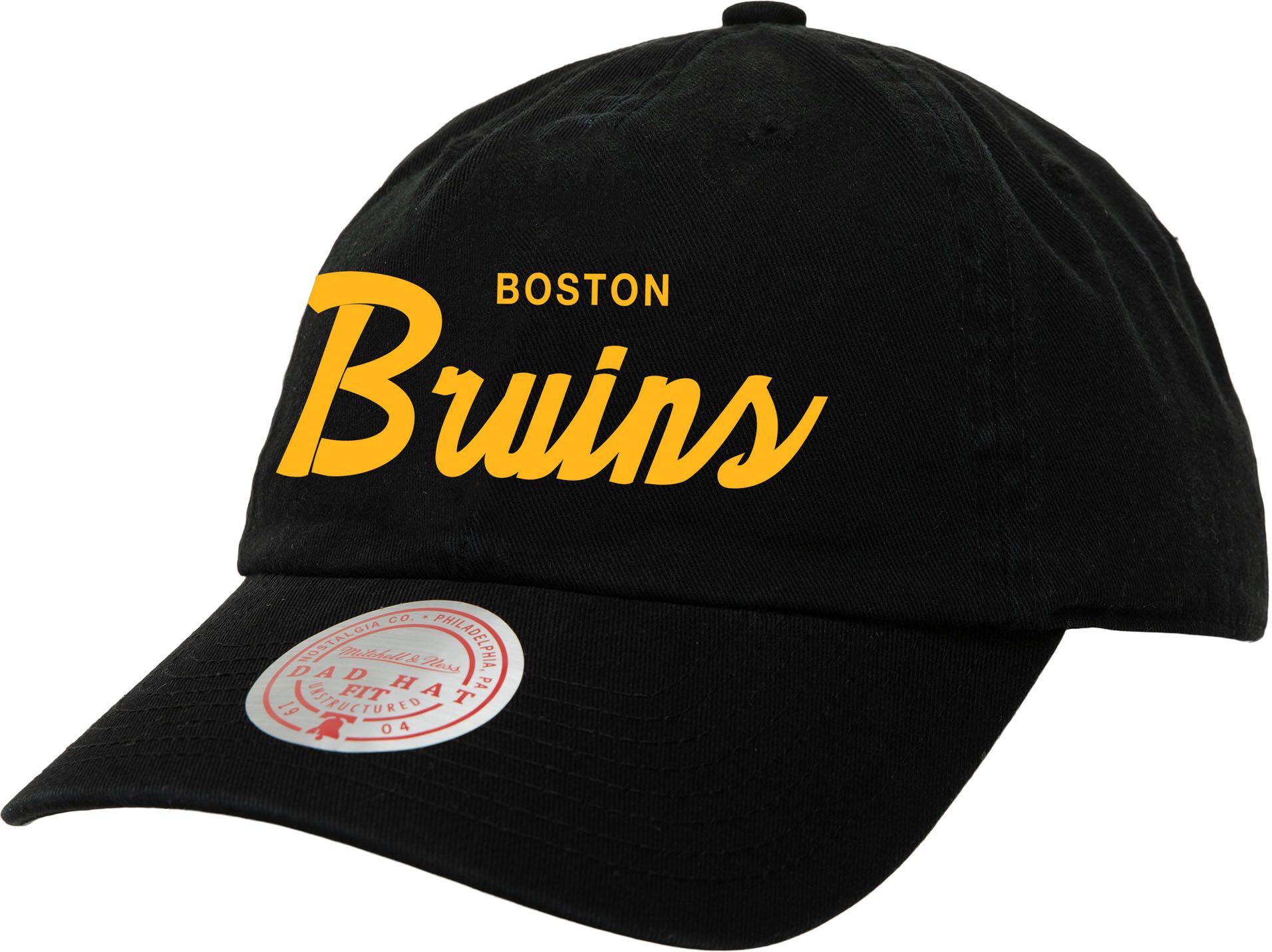 Mitchell & Ness Adult Boston Bruins Script Adjustable Dad Hat product image