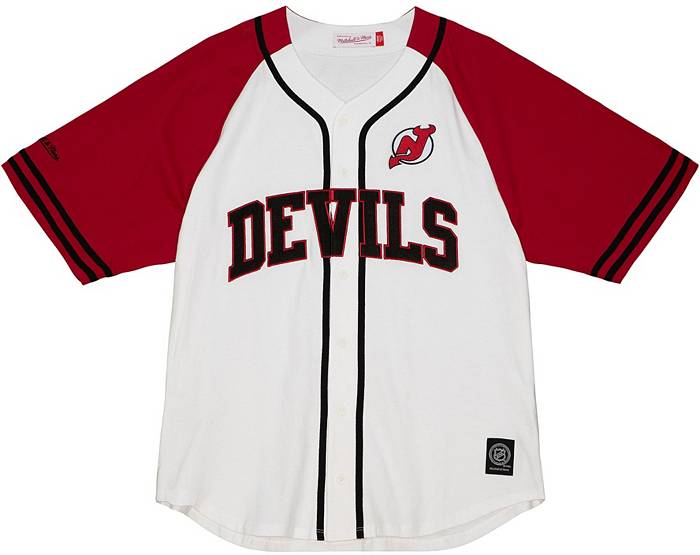 Mitchell & Ness New Jersey Devils White Baseball Jersey, Men's, XL