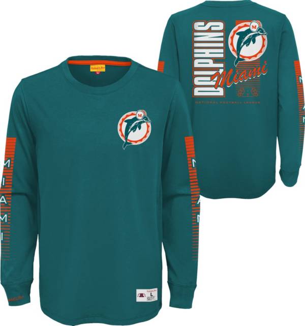Mitchell & Ness Youth Miami Dolphins Logo Graphic Teal Long Sleeve T-Shirt product image