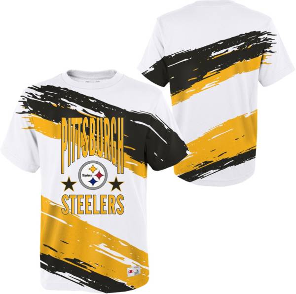 Mitchell & Ness Youth Pittsburgh Steelers Paint Brush White T-Shirt product image