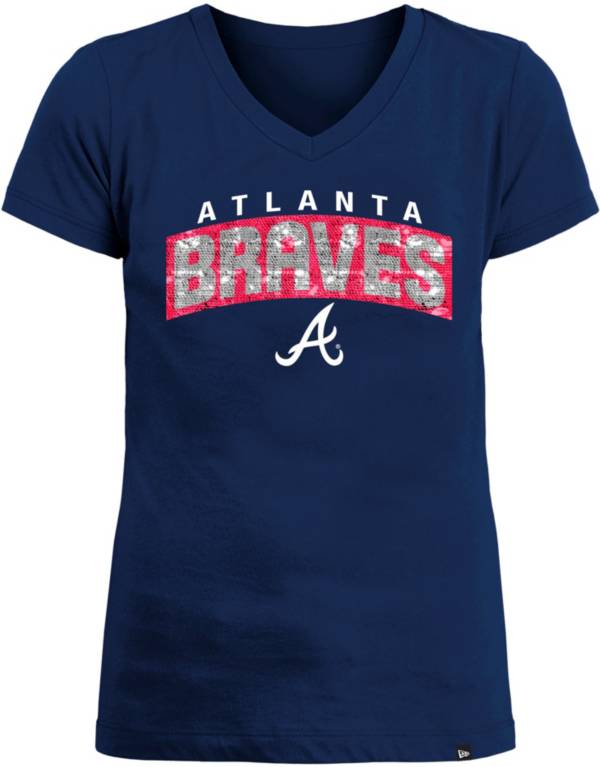 New Era Girls' Atlanta Braves Blue Flip Sequin T-Shirt product image