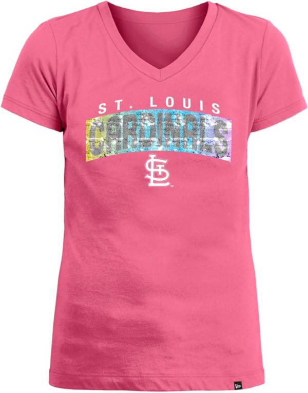 New Era Girls' St. Louis Cardinals Pink Flip Sequin T-Shirt product image