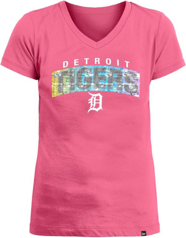 New Era Girls' Detroit Tigers Pink Flip Sequin T-Shirt product image