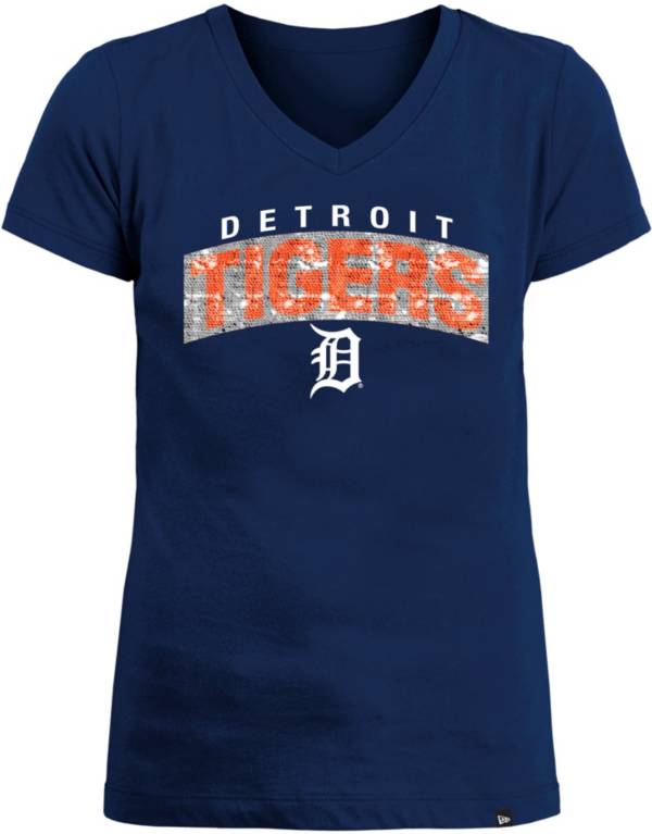 New Era Girls' Detroit Tigers Blue Flip Sequin T-Shirt product image