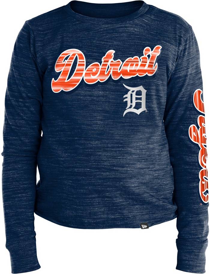 MLB Team Apparel Youth Detroit Tigers Navy Bases Loaded Hooded Long Sleeve  T-Shirt