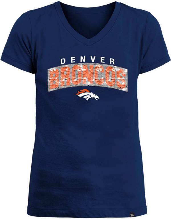 Ladies Denver Broncos Grey Lead Play Notch Neck Long Sleeve T Shirt