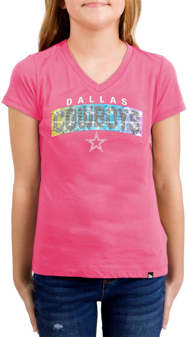 New Era Apparel Girls' Dallas Cowboys Sequin Flip Pink T-Shirt product image