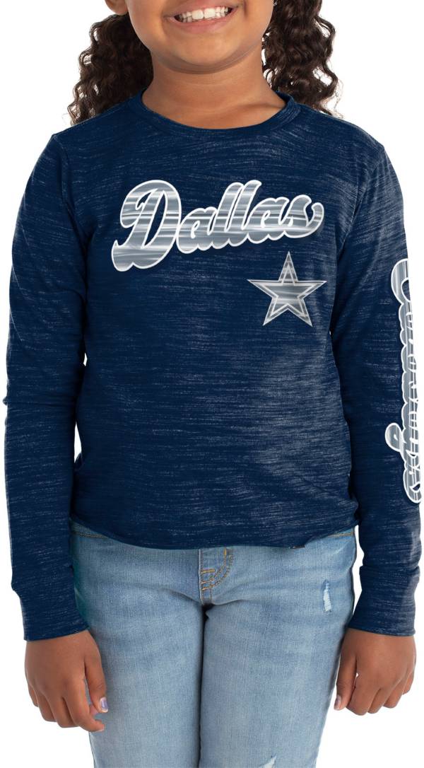 New Era Apparel Girls' Dallas Cowboys Space Dye Navy Long Sleeve T-Shirt
