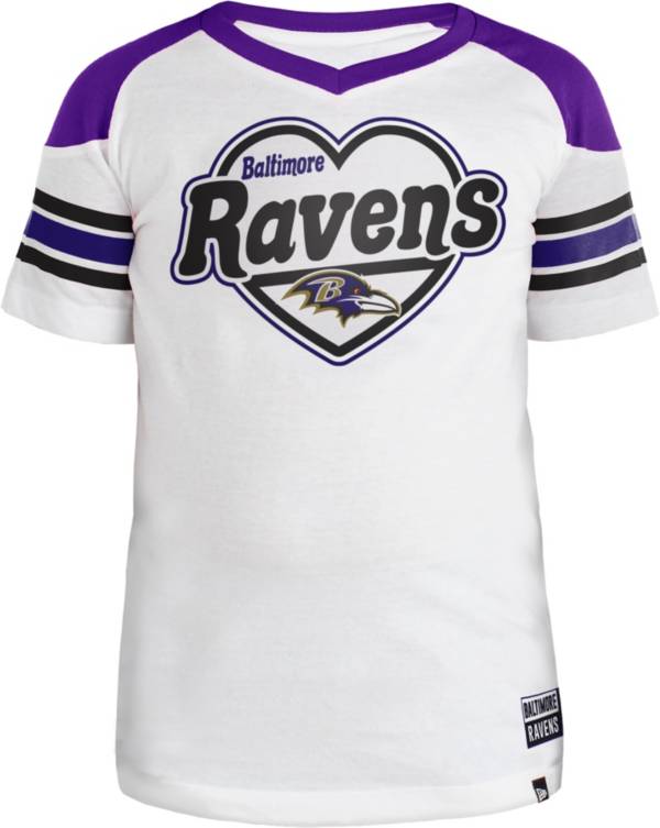 New Era Apparel Girls' Baltimore Ravens Heart White T-Shirt