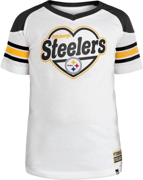 New Era Apparel Girls' Pittsburgh Steelers Heart White T-Shirt product image