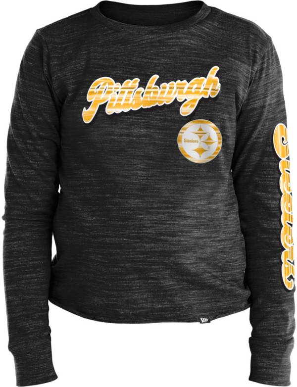 New Era Apparel Girls' Pittsburgh Steelers Space Dye Black Long Sleeve T-Shirt product image