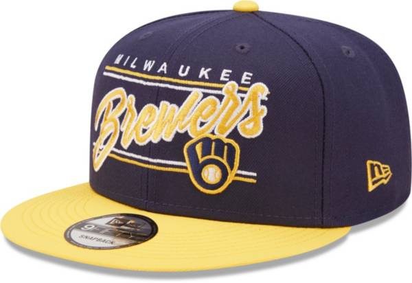 New Era Men's Milwaukee Brewers Blue 9Fifty Script Adjustable Hat
