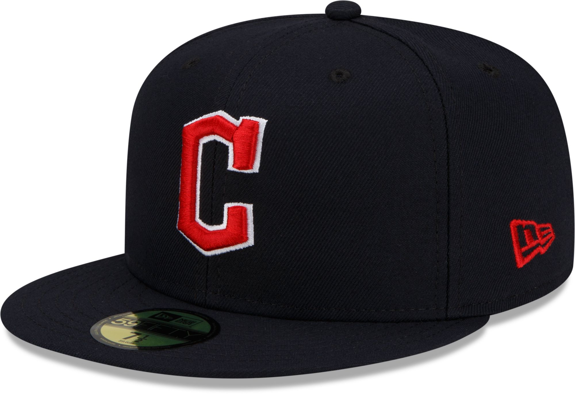 New Era Men's Cleveland Guardians Navy 59Fifty Authentic Collection Road Fitted Hat