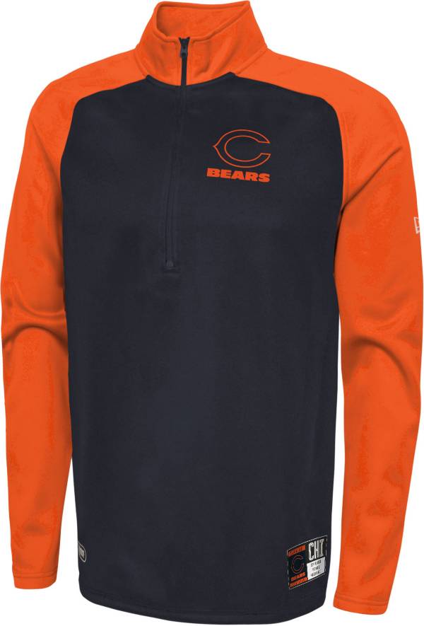 NFL Team Apparel Youth Chicago Bears Combine O-Linen 2-Tone Navy/Orange Half-Zip Pullover T-Shirt product image