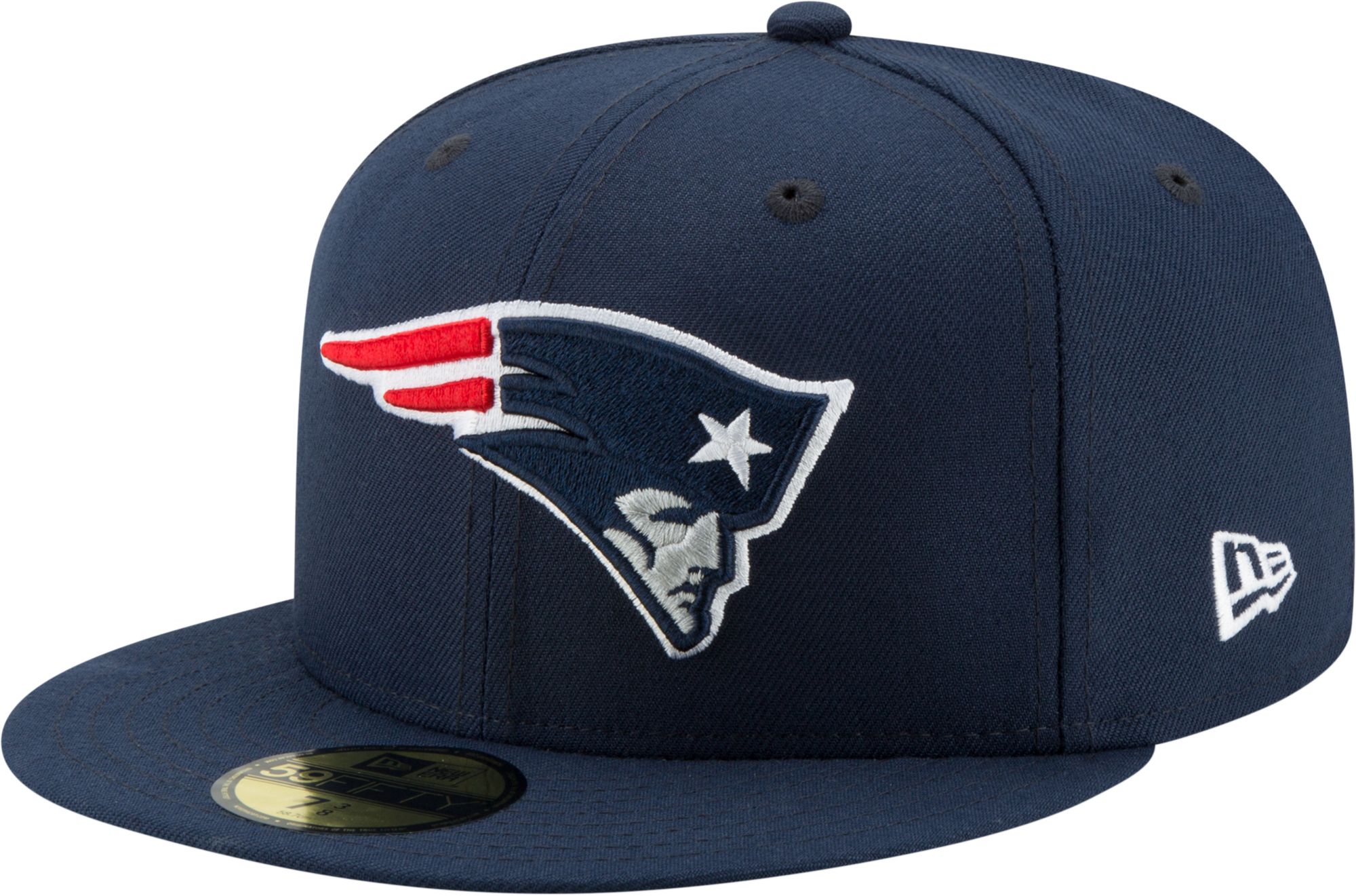 New Era Men's England Patriots Logo Blue 59Fifty Fitted Hat