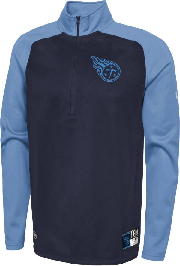 NFL Team Apparel Youth Tennessee Titans Combine O-Line 2-Tone Navy/Blue Half-Zip Pullover T-Shirt product image