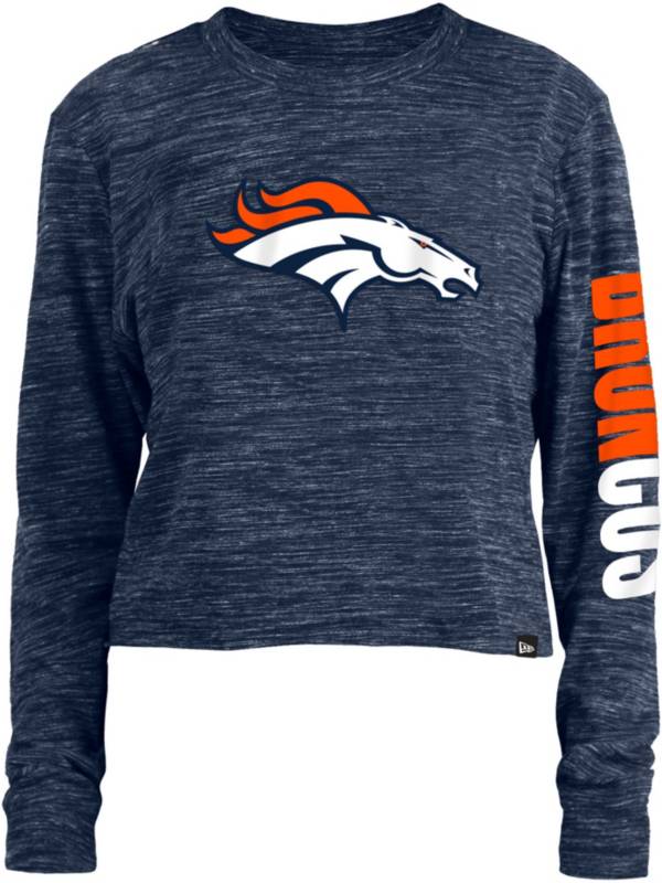 New Era Women's Denver Broncos Space Dye Blue Long Sleeve Crop T-Shirt product image
